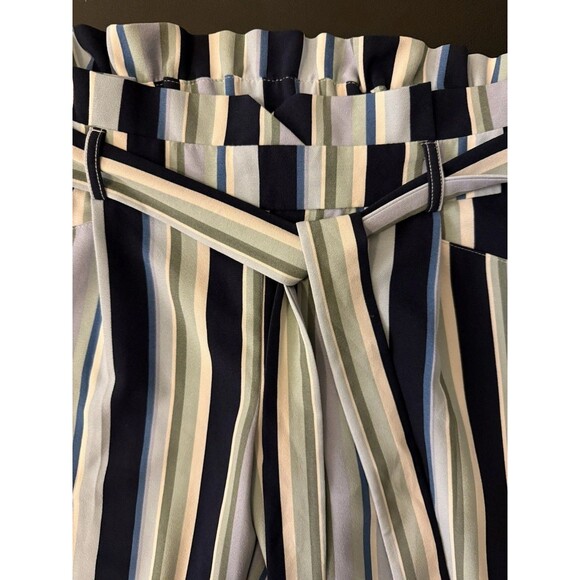 SOHO Apparel Paper Bag Pants Pull On Wide Leg Striped Tie Size Small - Picture 3 of 11